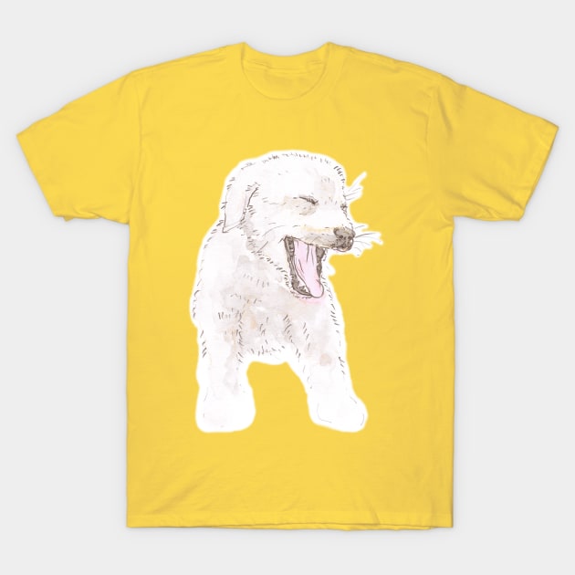 Yawning Labrador Puppy Watercolor T-Shirt by Dhanew